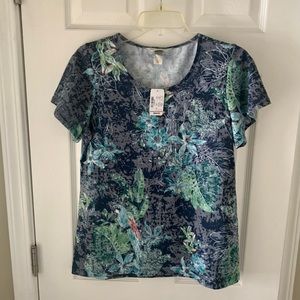 Christopher& banks Woman’s Flowers Blue & Green Tops Size S